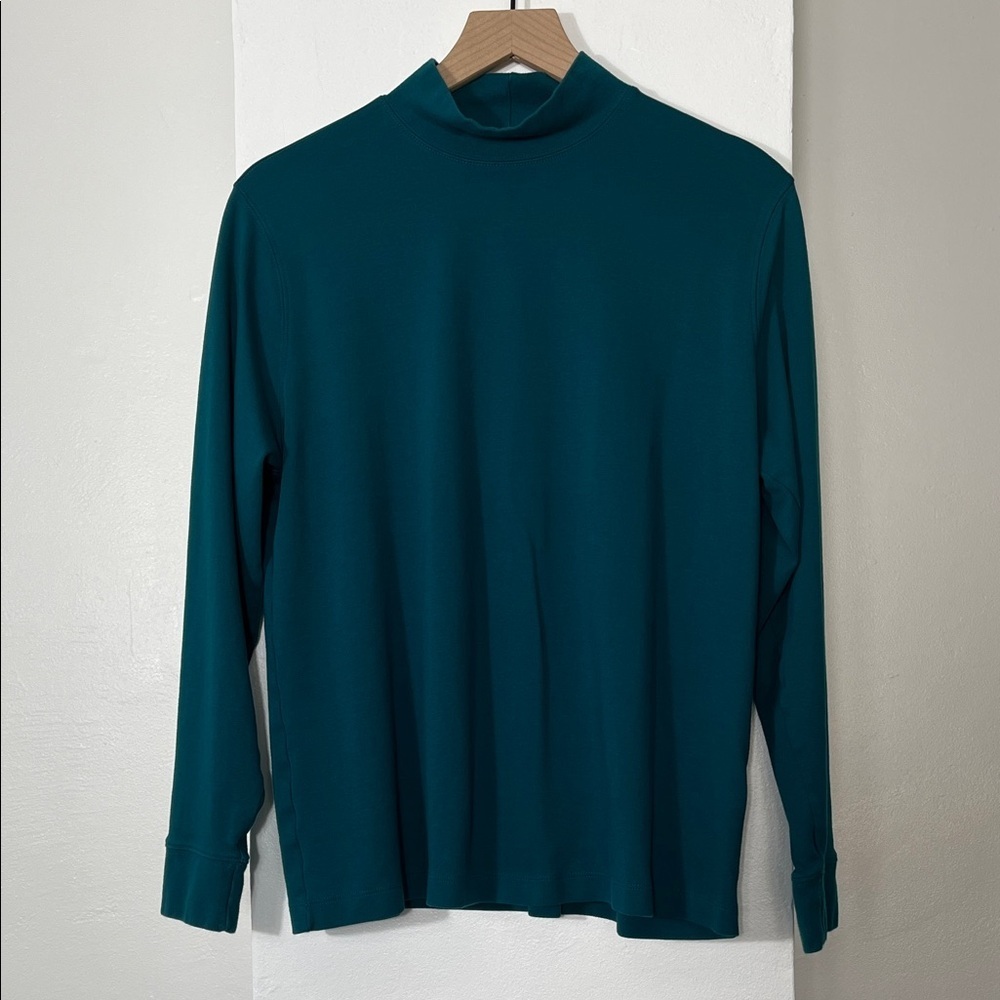 Lands' End Teal Cotton Long Sleeve Shirt
